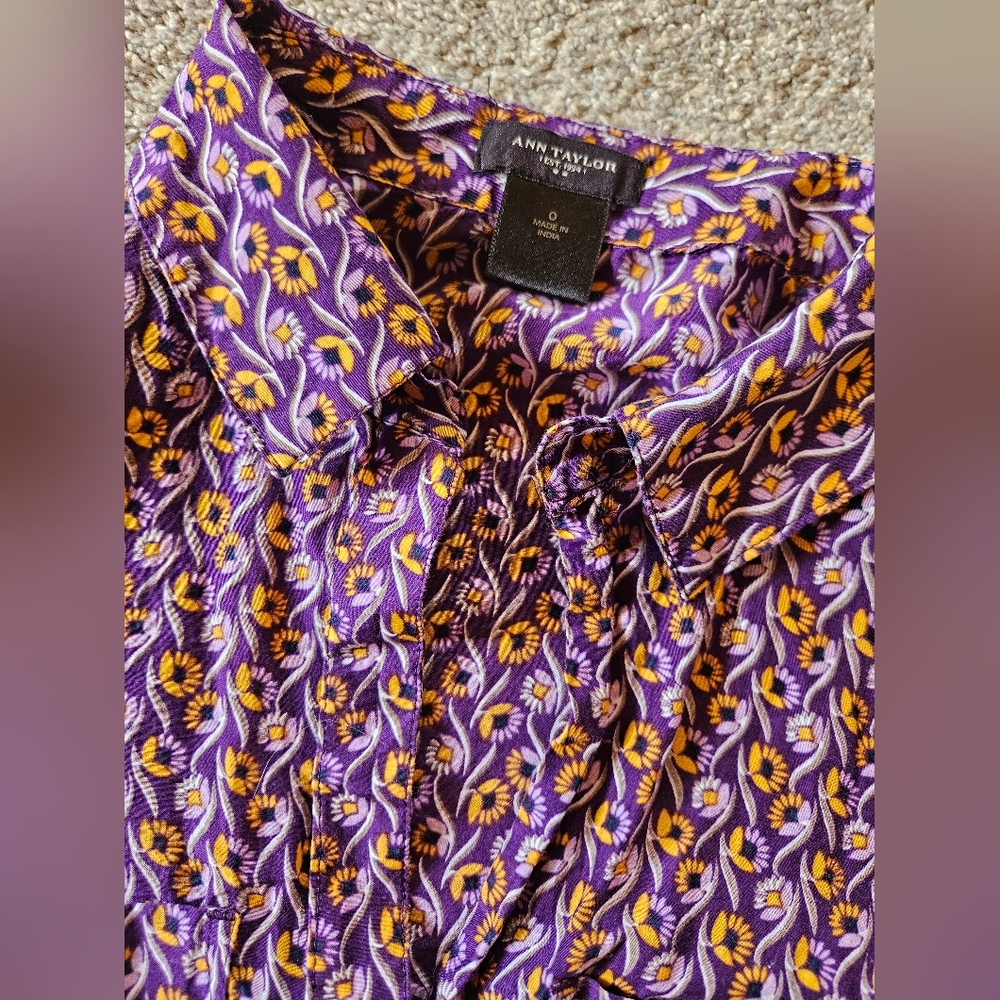 Ann Taylor Purple Floral Blouse